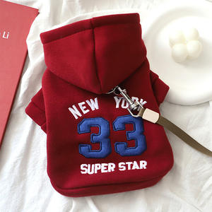 Pakaian anjing tampan, mantel hangat dua kaki mode Teddy <span class=keywords><strong>New</strong></span> <span class=keywords><strong>York</strong></span> Hoodie anak anjing musim gugur musim dingin - Product Image 3