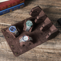Rétro Crazy Horse en cuir de vachette fait à la main en cuir véritable boîte de rangement de montre à trois positions boîte-cadeau carrée avec conception hexagonale
