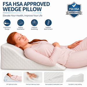 Almohada de Espuma Viscoelástica con Forma de Cuña, Transpirable, con Funda Extraíble, <span class=keywords><strong>para</strong></span> Recuperación Postoperatoria, Ronquidos y Ácido Gástrico - Product Image 1