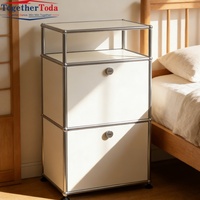 Armoire de rangement compacte à 3 niveaux, 2 portes verrouillables, table d'appoint modulaire pour hôtel, bureau à domicile et petits espaces