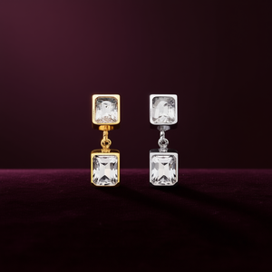 Pendientes Clásicos con Cristales de Estrás, Engaste Geométrico, Chapado en Oro de 22k, Aleación de Zinc, para Uso Diario de Mujer, E3384 - Product Image 2