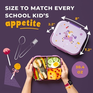 Customized Color Logo Cute Microwavable Heatable BPA Free 1800ml Leak Proof Multi-<b>Compartment</b> School <b>Lunch</b> Bento <b>Box</b> for Kids - Product Image 2