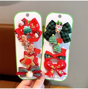 Pinza de pelo con lazo de Navidad, bonita campana de tela, alce, copo de nieve, pato, niñas, 5 unids/set, horquilla, Lolita, accesorios para el cabello de dibujos animados bonitos - Product Image 2