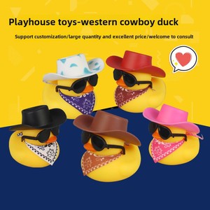 Bán buôn 2 inch Mini PVC cao su Vịt Tắm Đồ chơi cao bồi phương Tây mini vàng vịt Đồ chơi với khăn - Product Image 5