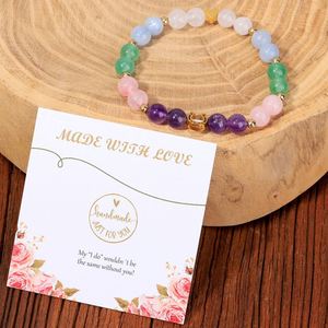 Bracelet en pierre naturelle avec perles de verre colorées, protection EMF, compatible FBA, carte de conseils d'entretien - Product Image 4