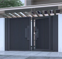 Portail de garage moderne en aluminium sur mesure, thermolaqué, durable, avec portillon piétonnier