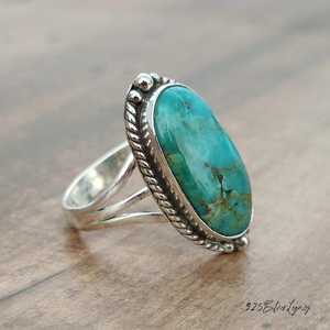 Bague artisanale en turquoise de Kingman et argent sterling 925, cadeau pour elle - Product Image 1
