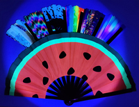 Nouveau ventilateur à main holographique grand ventilateur de fantaisie fluide ventilateur à main irisé Original pour festival de musique