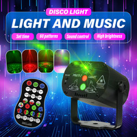 Mini projecteur laser DJ stroboscopique à 60 motifs, à commande vocale, avec télécommande, en alliage d'aluminium, dimmable, IP33, pour scène