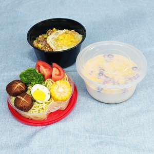 Disposable Double Layer Takeaway <b>Container</b> 110oz For <b>Soup</b> And Noodles With Lid Microwave Safe Round Bowl - Product Image 2