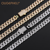 OUGEPHELI Collier chaîne maille cubaine en moissanite taille brillant, plaqué or rose, argent sterling S925, style hip-hop unisexe, troisième