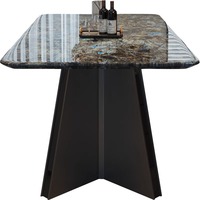 Combinaison de chaises de table à manger de luxe italien haut de gamme en marbre émeraude bleu moderne design rectangulaire simple décoration de meubles de maison