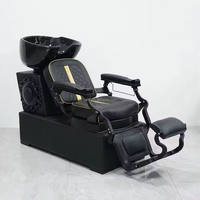 Fauteuil de lavage inclinable de luxe Jincheng pour salon de coiffure, chaise de soin capillaire moderne pour salon de beauté avec bassin en céramique.