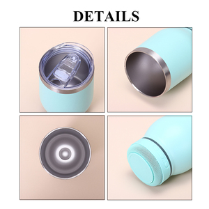Logotipo personalizado 360ml de acero inoxidable Mini altavoz Bluetooth en forma de U taza de cáscara de huevo al aire libre portátil termo taza de coche con tapa - Product Image 4