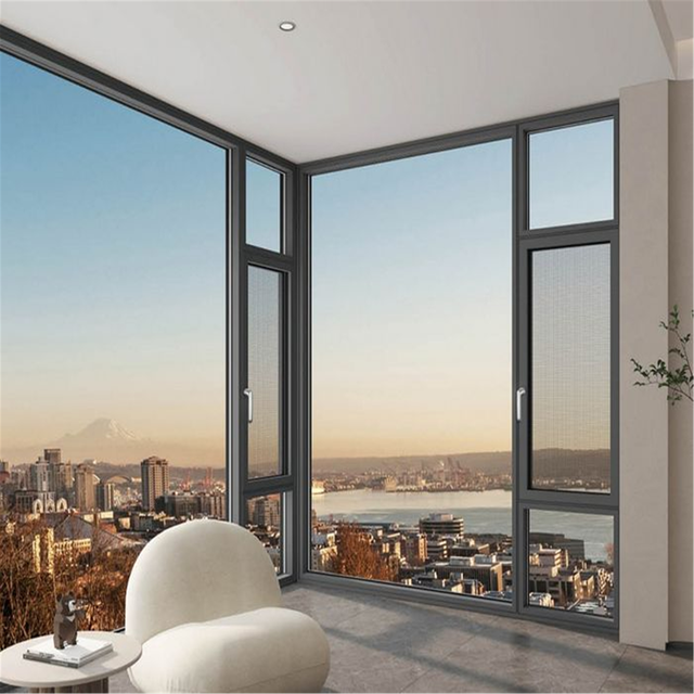 Anodized Aluminum Alloy Casement Horizontal Window with Louver Customized Hurricane Impact Tempered Glass for Villa Kitchen