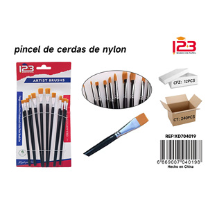 Pennelli da 12 pezzi con manico nero in Nylon