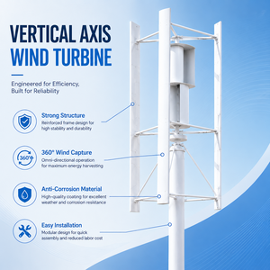 Aerogenerador Vertical de Bajo Ruido de 50KW 380V con Aspas de Vidrio/Basalto, Generador Trifásico de Imán Permanente para Techos Urbanos y Edificios Altos - Product Image 3