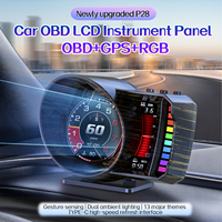 Harga Pabrik P28 Universal OBD2+GPS HUD Heads up Display Speedometer Mobil Digital dengan Speedometer HUD Multi-Fungsi