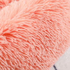 Luxe op maat gemaakte katten- en hondenbedden, wasbaar, zacht, pluizig kussen, effen patroon, rond, pluche dierenbed voor honden en katten - Product Image 4