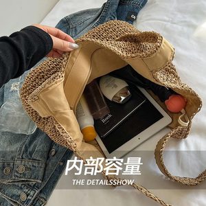 <span class=keywords><strong>Borsa</strong></span> Clutch Vintage Bohemio Extra Large con Design in Paglia, Chiusura a Cerniera, Fodera in Cotone, Colore <span class=keywords><strong>Fucsia</strong></span> - Product Image 4