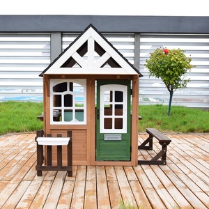 Casa de Juegos Infantil de Madera Premium para Exteriores, Cafetería de Juguete para Patio Trasero con Mostrador, Bancos y Puerta Decorativa - Product Image 6