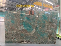 GOLDTOP Villa Decor Luxe Pierre Naturelle Polie Dalle Jumbo Mur Amazonite Turquoise Granite Rétroéclairé Marbre Vert