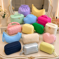 Trousse de Maquillage Portable en PU, Design Élégant et Uni, Idéale pour les Nettoyants Visage