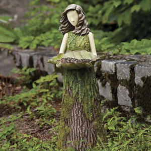Statue de jardin extérieur cour pelouse décoration <span class=keywords><strong>conte</strong></span> de fées forêt fille mangeoire à oiseaux résine artisanat décoration - Product Image 3