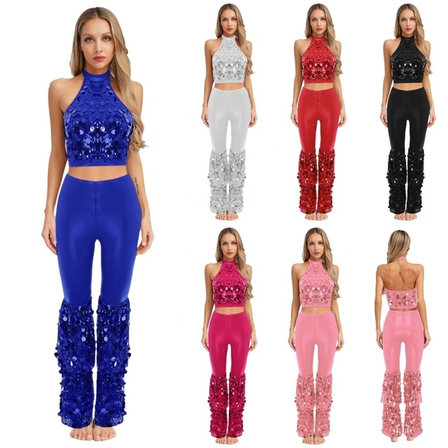 Women Training Dancewear Set Stage Dance Wear Sexy Dancing 70s Disco Contemporary Dance Costume Performance Wear