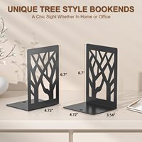 Ensemble d'entretoises à livres modernes en métal, support de rangement de bureau noir en forme d'arbre, porte-livres antidérapant pour la maison et le bureau