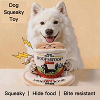 Jouets à mâcher pour chien en peluche modernes, mignons et couineurs, en forme de tasse de thé au lait et de sous-verre, pour l'exercice, le jeu de recherche de nourriture et le divertissement sonore quotidien