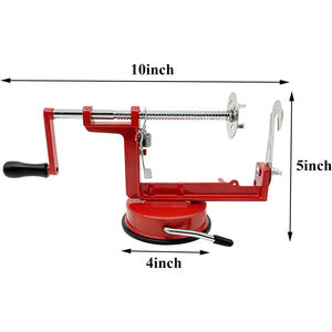 Coupe-pommes en spirale rouge en acier inoxydable avec base à ventouse puissante - Product Image 4