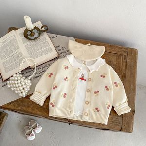 เสื้อแจ็กเก็ตถักลายเชอร์รี่สำหรับเด็กผู้หญิงเสื้อโค้ทแขนยาวสำหรับทารกผ้าคอตตอนสำหรับฤดูใบไม้ร่วงโลโก้ตามสั่ง - Product Image 4