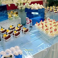 Ensemble de 7 pièces d'autres décorations de mariage : Présentoir alimentaire carré en acrylique transparent à effet ondulé en couches