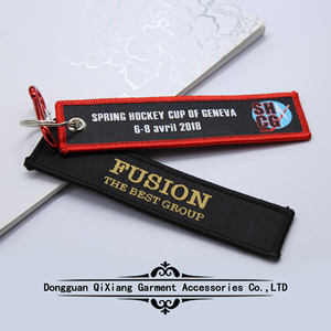 OEM tùy chỉnh thiết kế chính <span class=keywords><strong>tag</strong></span> chuyến bay Logo Keychain vải dệt Móc chìa khóa cổ điển - Product Image 6