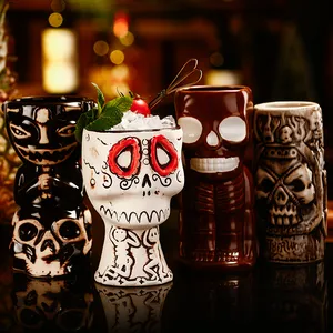 Vente en gros personnalisé Halloween crâne Tiki tasse tasses à café bière tasse verres