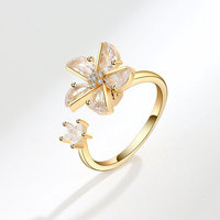 Bague rotative anti-stress en forme de trèfle à quatre feuilles, ajustable, pour l'anxiété