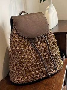 Nouveau sac à dos en paille tressée ajourée pour femme, idéal pour les vacances à la plage et les sorties en bord de mer - Product Image 6