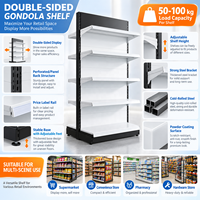 Étagère de supermarché double face réglable en métal pour centre commercial, gondole d'aisle, unité d'étagérage pour l'affichage de marchandises alimentaires