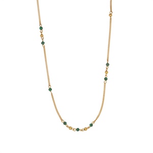 Collar Bohemio con Cuentas de Esmeralda y Turquesa, Joyería Fina con Cuentas Delicadas, Collar de Acero Inoxidable Antideslustre - Product Image 1