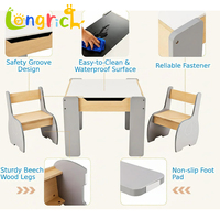 Ensemble de table et de chaises en bois Montessori multifonctionnel pour enfants avec rangement, meubles d'apprentissage