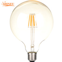 Ampoule LED décorative G125 alimentée en courant continu E27 8W avec télécommande, filament rétro Edison, globe 2700K blanc chaud, garantie 1 an