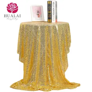 Gold silver round full glitter sequin square custom flash tablecloth for event wedding and birthday party decorative