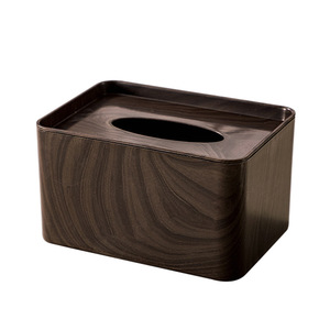 Boîte à mouchoirs en bois grainé, brun foncé, rectangulaire, multi-usages, pour le bureau, le salon - Product Image 1