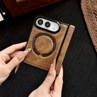 Étui de luxe en cuir PU pour iPhone Duo Fold, coque arrière magnétique protectrice pour iPhone Ultra avec charge sans fil