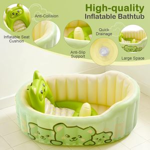 Baignoire gonflable pour bébé en forme d'ours mignon, piscine pliable pour nouveau-né avec support, baignoire pour tout-petits de 0 à 6 ans - Product Image 3