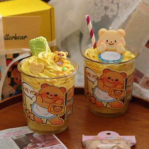 Candela Aromaterapica Artigianale con Stampa Cartoon Orsetto Carino, a Forma di Tazza <span class=keywords><strong>da</strong></span> Tè al Latte, Scatola a Sorpresa, Decorazione per Camera <span class=keywords><strong>da</strong></span> Letto, Regalo per Ragazze - Product Image 1