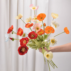 Flores de amapola artificiales de seda, flores de tacto Real para el hogar, cocina, decoraciones florales de boda - Product Image 1