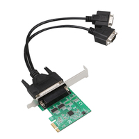Tarjeta adaptadora en serie de perfil bajo PCIe Rs232 de 2 puertos, tarjeta adicional PCI Express, tarjeta de expansión ASIX/AX99100A con cable de ruptura