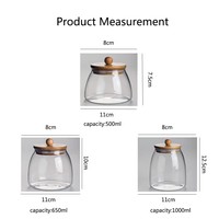 Frasco de Almacenamiento de Vidrio de Borosilicato Ecológico con Tapa de Bambú Hermética a Prueba de Olores, Apto para Microondas